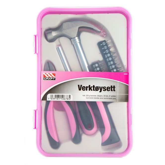 Hovedbilde Verktøysett 23 deler rosa