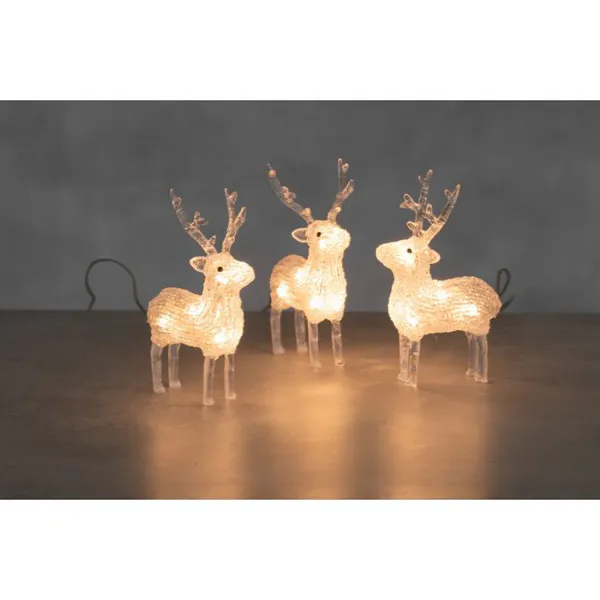 Hovedbilde Dekorative Reinsdyr med LEDlys- 3 stk - Høyde 17 cm
