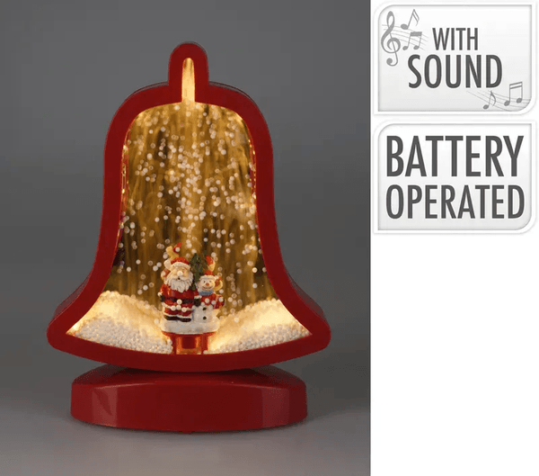Hovedbilde Julebjelle med ledlys, lyd og snøeffekt