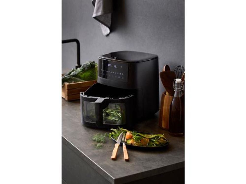Airfryer med vindu 1650 watt 6,5 liter Matt svart	