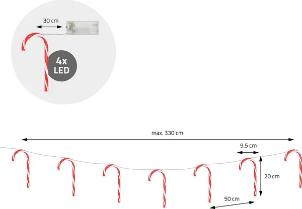 Hovedbilde Candy lyslenke med 7 sukkerstenger