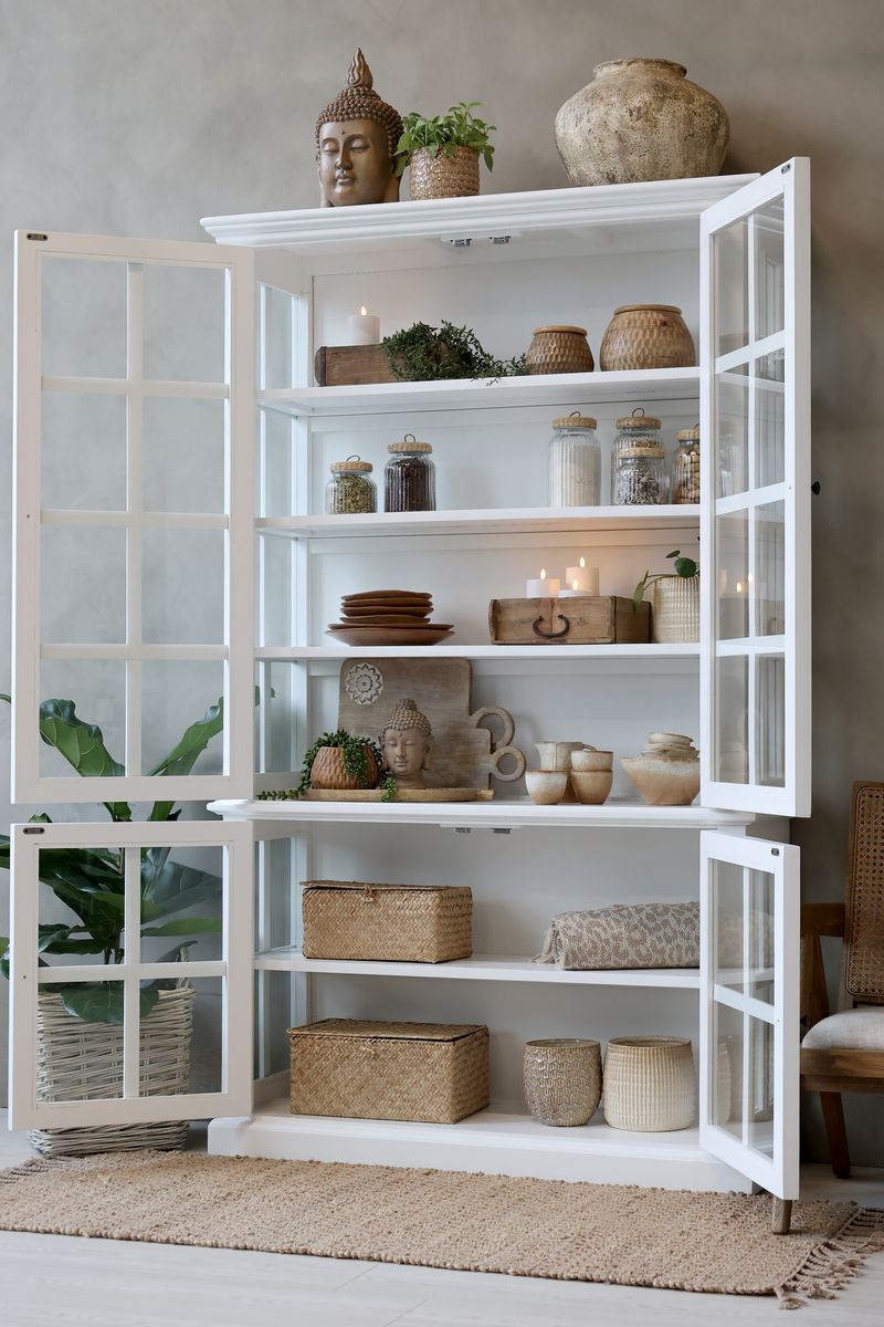 Vitrineskap Med 4 Dører/Hyller Fra Chic Antique Hvit