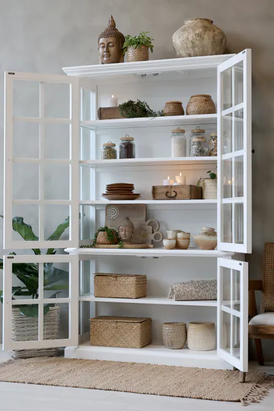 Hovedbilde Vitrineskap Med 4 Dører/Hyller Fra Chic Antique Hvit