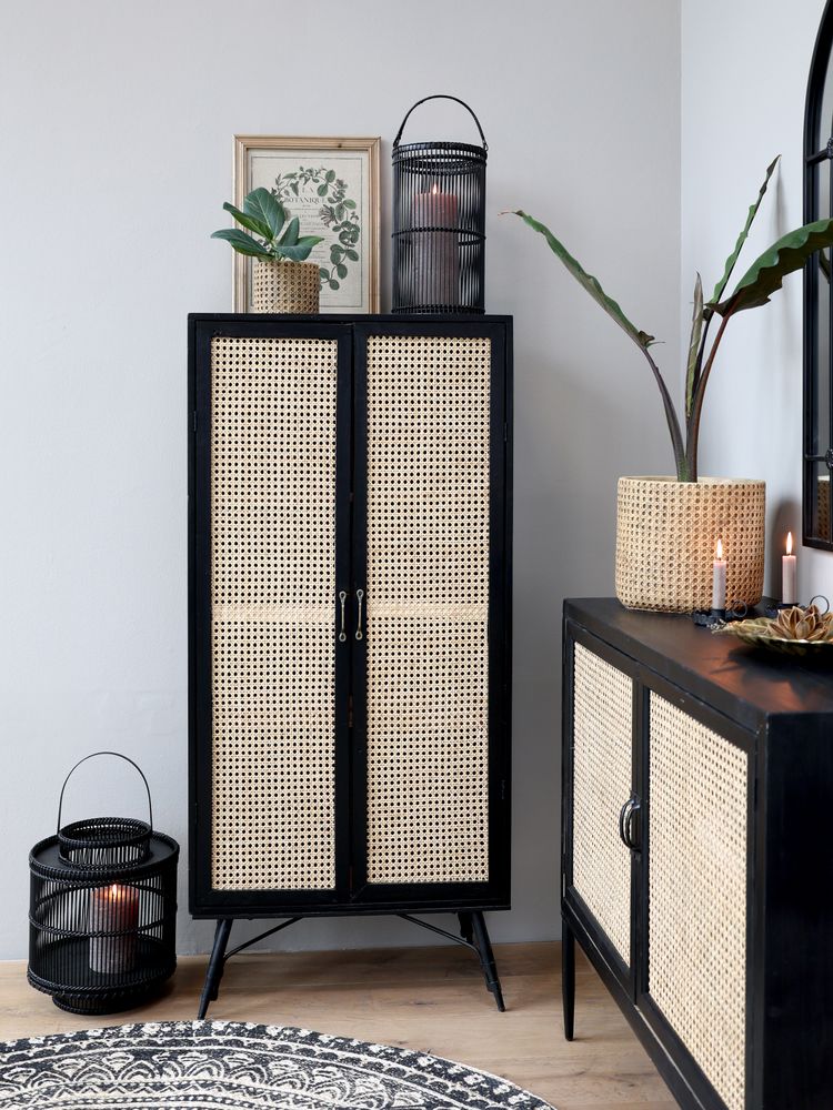 Sort 36 cm høy bambus lykt fra Chic Antique