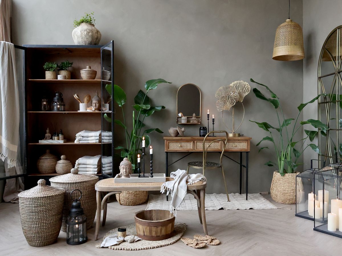Fransk benk med flettet sete fra Chic Antique 