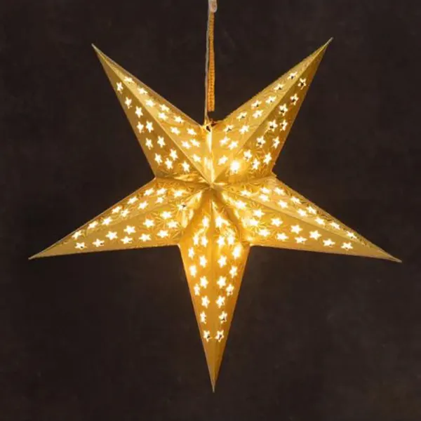 Hovedbilde Papir julestjerne med ledlys - 43 cm