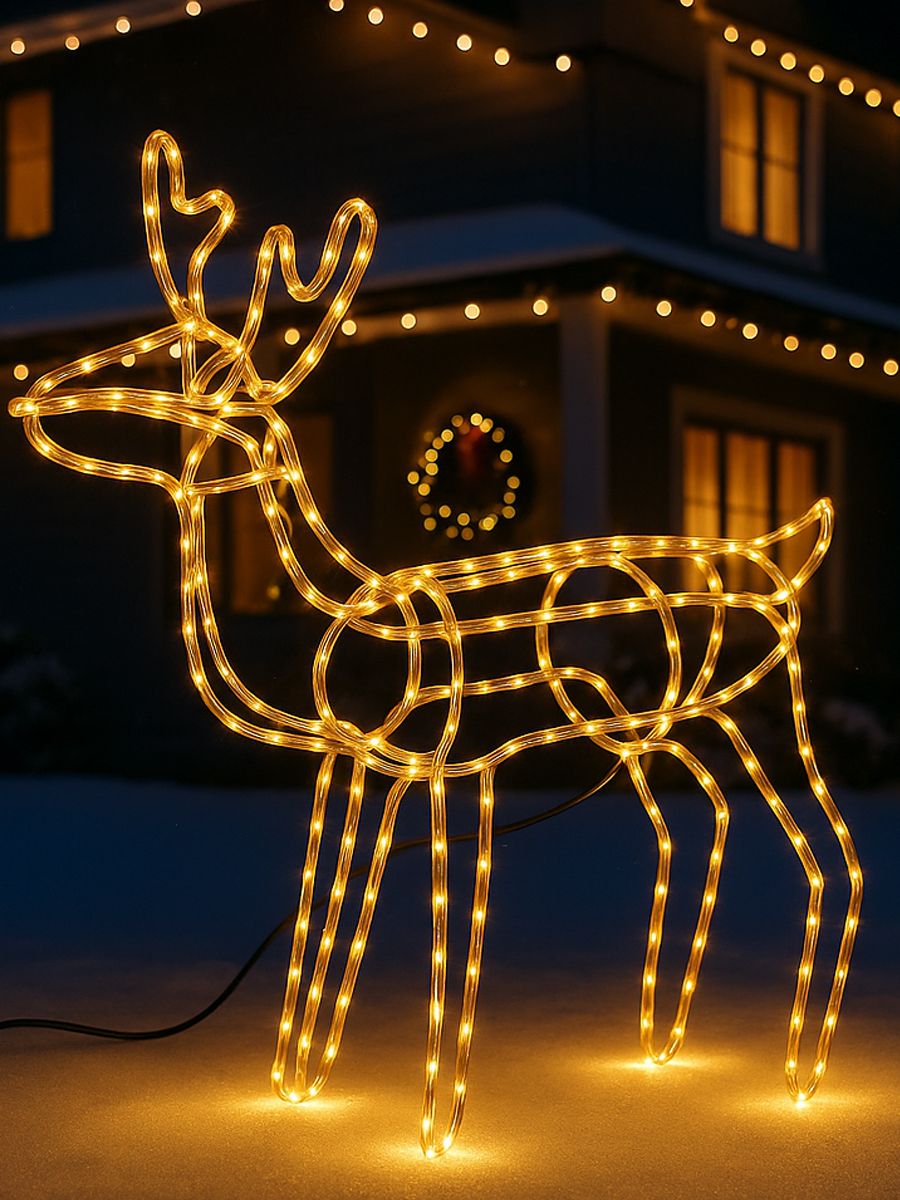 Reinsdyr med ledlys 63 cm - Til ute eller inne bruk 