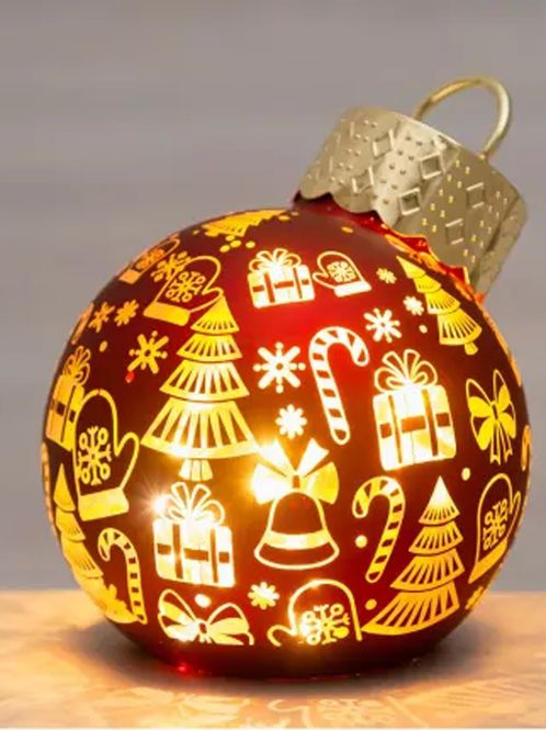 Hovedbilde Julekule stående med LED lys 12 cm