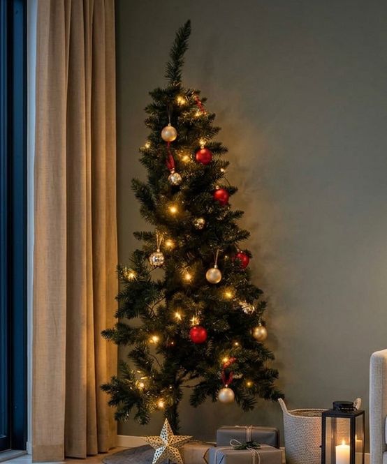 Hovedbilde Halvt juletre 150 cm med LED-lys – Perfekt for deg med liten plass