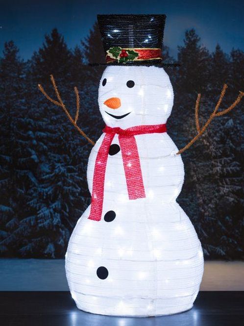 Hovedbilde Snømann med ledlys, 90 cm. Utendørs og innendørs bruk