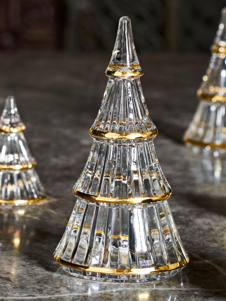 Fairytale Juletre XL klart glass med gull Holmegaard Christmas