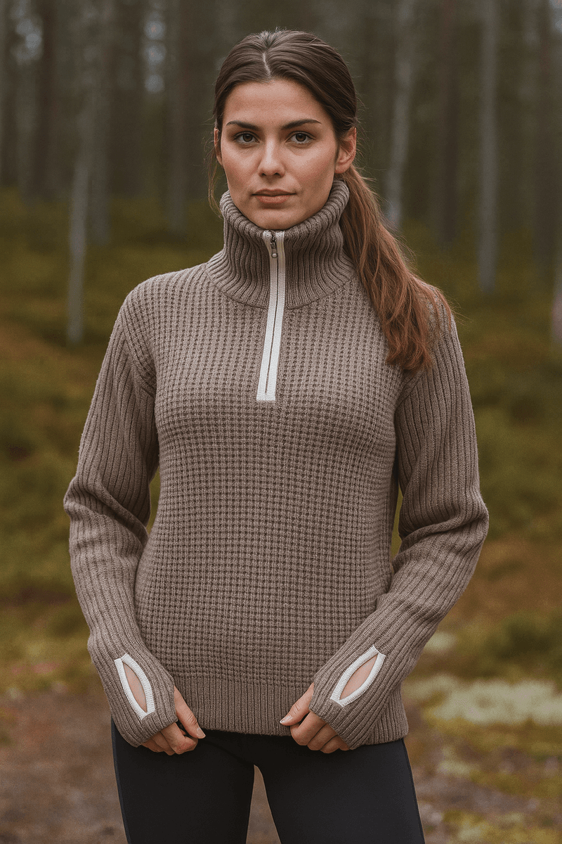 Skei ullgenser i valnøtt/ offwhite - Unisex