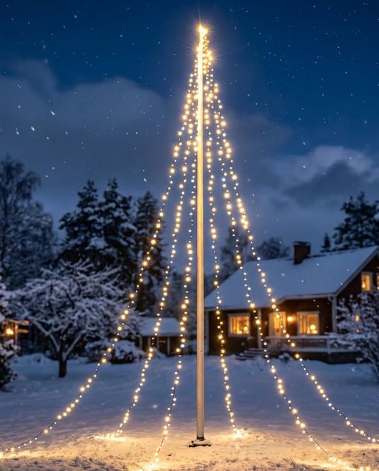 Hovedbilde Varmhvit Lyslenke for flaggstang 600 blinkende LED