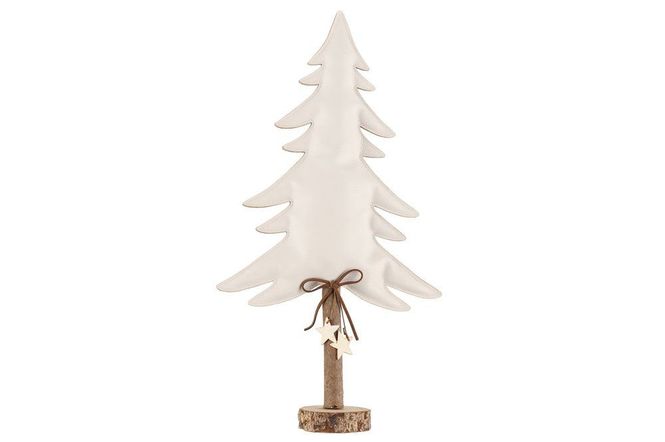 Hovedbilde Dekortre i PU-skinn på trestativ – 43 cm (Offwhite)