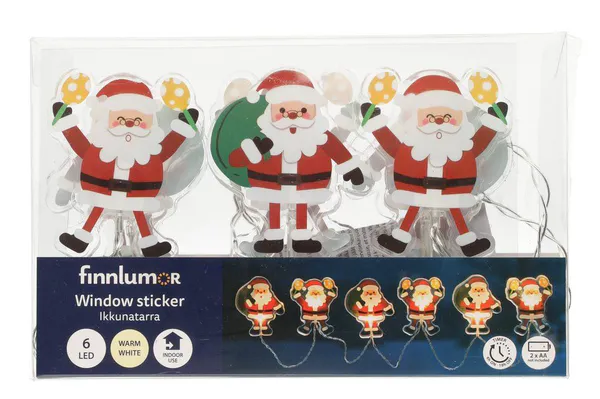 Hovedbilde Vindusklistremerke 6 nisser med ledlys