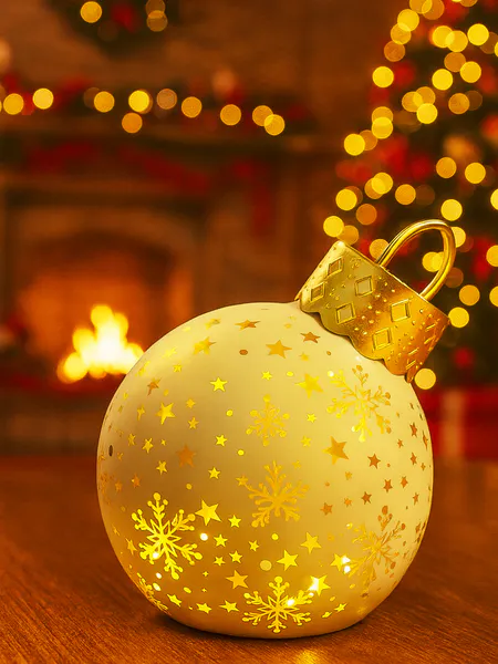 Hovedbilde Julekule stående med LED lys 12 cm - Hvit