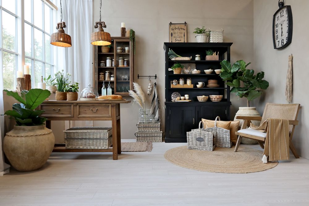 Natur Marseille veggskap med 4 hyller fra Chic Antique