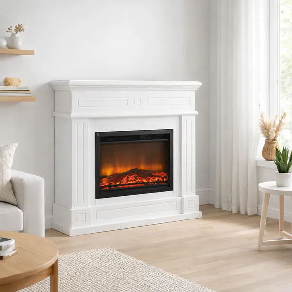 Hovedbilde Lekker elektrisk peis 2000 watt med hvit ramme-